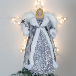 The Christmas Workshop 71089 Angel Tree Topper With Silver & White Dress - thumbnail 1