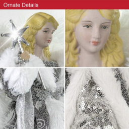 The Christmas Workshop 71089 Angel Tree Topper With Silver & White Dress - thumbnail 3