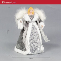 The Christmas Workshop 71089 Angel Tree Topper With Silver & White Dress - thumbnail 2