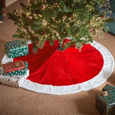 Samuel Alexander 1.2M Red And White Soft Fabric Traditional Christmas Tree Skirt - image 1