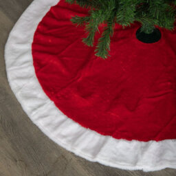 Samuel Alexander 1.2M Red And White Soft Fabric Traditional Christmas Tree Skirt - thumbnail 4
