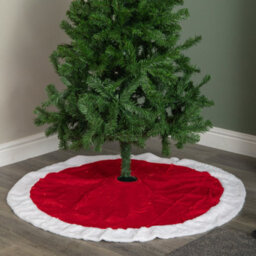 Samuel Alexander 1.2M Red And White Soft Fabric Traditional Christmas Tree Skirt - thumbnail 3