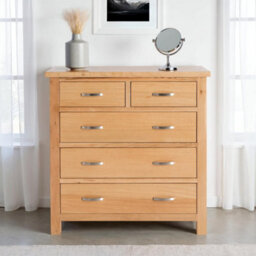 London Oak 2 Over 3 Chest Of Drawers Fully Assembled - By Roseland Furniture - thumbnail 2