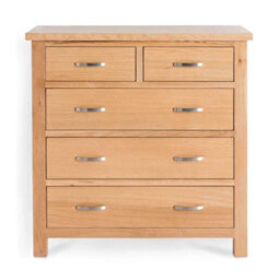London Oak 2 Over 3 Chest Of Drawers Fully Assembled - By Roseland Furniture - thumbnail 3