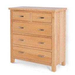 London Oak 2 Over 3 Chest Of Drawers Fully Assembled - By Roseland Furniture - thumbnail 4