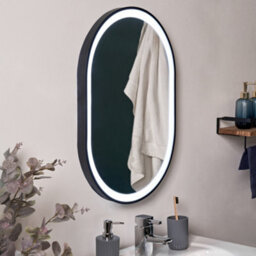 Litecraft Aves Black Led Oval Cct Bathroom Mirror With Touch Demist