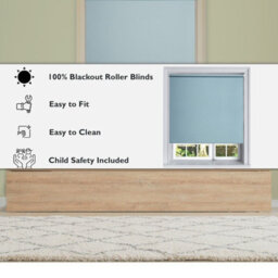 Lister Cartwright Blackout Plain Roller Blinds Windows Blind Child Safety Included (Blue, 180 Cm Width X 160 Cm Drop) - thumbnail 5