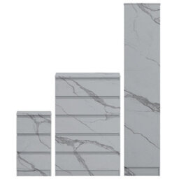 Zita White Marble Effect 3 Piece Bedroom Set - 1-Door Wardrobe, Chest & Bedside Table, Stylish Modern Storage Furniture - thumbnail 5
