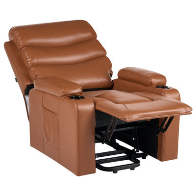 Beliani Electric Recliner Chair Eter Faux Leather Golden Brown - image 1