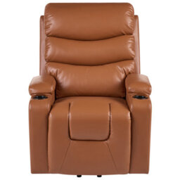 Beliani Electric Recliner Chair Eter Faux Leather Golden Brown - thumbnail 5