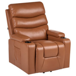 Beliani Electric Recliner Chair Eter Faux Leather Golden Brown - thumbnail 4
