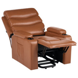 Beliani Electric Recliner Chair Eter Faux Leather Golden Brown - thumbnail 1