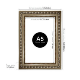 A5 Gunmetal  Ornate Picture Frame (21 X 14.7Cm) Poster, Photo, Artwork, Gallery Wall Or Print - thumbnail 2