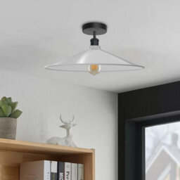 E27 Vintage White Semi Flush Mount Ceiling Light With 40Cm Flat Shade Easy Fit Metal Ceiling Lighting Fixtures For Kitchen - thumbnail 4