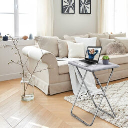 Huhote Small Folding Snack Table Small Spaces Side Table End Table Coffee Table Beside Table Sofa Table Outdoor Living Room White - thumbnail 4