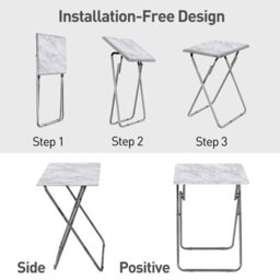 Huhote Small Folding Snack Table Small Spaces Side Table End Table Coffee Table Beside Table Sofa Table Outdoor Living Room White - thumbnail 6