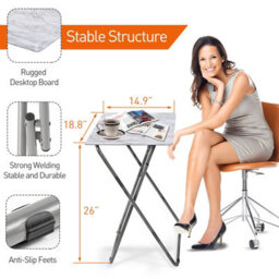 Huhote Small Folding Snack Table Small Spaces Side Table End Table Coffee Table Beside Table Sofa Table Outdoor Living Room White - thumbnail 3