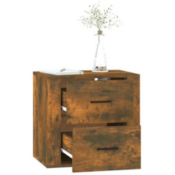 Berkfield Elegant Wall-Mounted Bedside Cabinet Smoked Oak 50X36X47 Cm - thumbnail 5