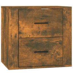 Berkfield Elegant Wall-Mounted Bedside Cabinet Smoked Oak 50X36X47 Cm - thumbnail 1