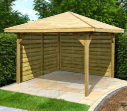 Hipped Wooden Gazebo, 9X9Ft (2.7X2.7M) - Pressure Treated, Fully Boarded Sides & Free Felt Shingles - thumbnail 2