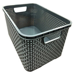 Storm Trading Group Grey 3 Drawer Stylish Rattan Effect Storage Tower Commode Baskets For Home & Office - thumbnail 2