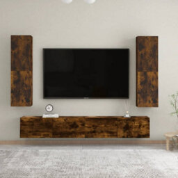Berkfield Classic Wall-Mounted Tv Cabinet Smoked Oak 30.5X30X110 Cm - thumbnail 6