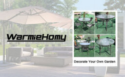 Breeins 105Cm Dia Round Outdoor Garden Coffee Table With Rippled Tempered Glass Top And Parasol Hole, Black - thumbnail 6