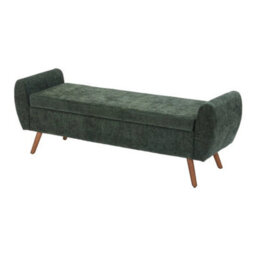 Green Storage Bench Ottoman Chenille Upholstered Entryway Bedroom - thumbnail 4
