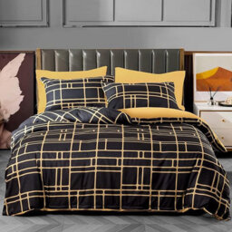 Pamposh 4 Pcs Super King Size Duvet Cover Sets With Matching Black Superking Size Fitted Sheets Premium Microfibre Reversible - thumbnail 3