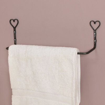 Dibor Vintage Iron Wall Mounted Heart Bathroom Towel Holder Rail - image 1