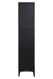 Orsina 2 Door Black Oak Storage Cabinet,wooden Sideboard With Doors,tall Display With Linear Pulls & 5 Shelves - thumbnail 5