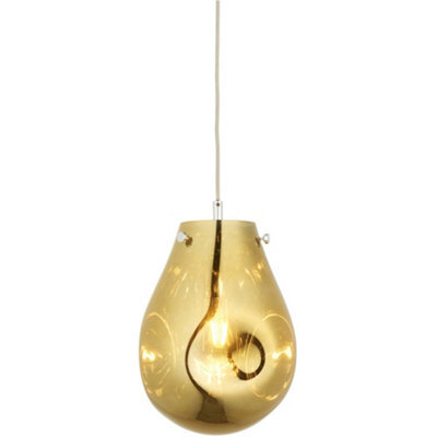 Loops Hanging Ceiling Pendant Light - Gold Metallic Glass & Chrome Plate - 10W Led E27 - image 1