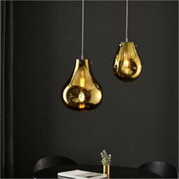 Loops Hanging Ceiling Pendant Light - Gold Metallic Glass & Chrome Plate - 10W Led E27 - thumbnail 4
