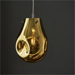 Loops Hanging Ceiling Pendant Light - Gold Metallic Glass & Chrome Plate - 10W Led E27 - thumbnail 3