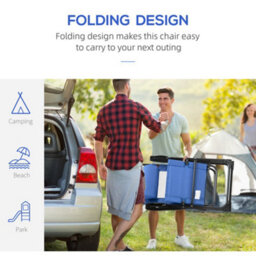 Outsunny Garden Chairs Set Of 2 Folding Camping Chair Recliners, Blue - thumbnail 4