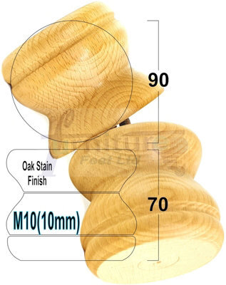 L&F Turned Wood Legs Oak Stain 70mm High Set Of 4 Replacement Furniture Bun Feet Settee Chairs Sofas Footstools M10 Shn215 - image 1