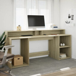 Walplus Desk With Led Lights Sonoma Oak 200X55X91 Cm Engineered Wood - thumbnail 4
