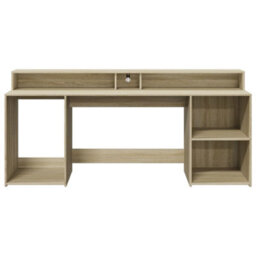 Walplus Desk With Led Lights Sonoma Oak 200X55X91 Cm Engineered Wood - thumbnail 6