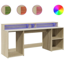 Walplus Desk With Led Lights Sonoma Oak 200X55X91 Cm Engineered Wood - thumbnail 2
