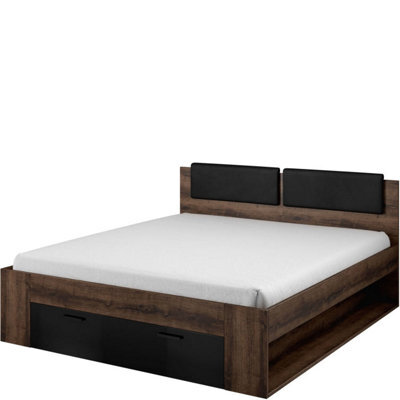Arte Elegant Comfort: Galaxy Divan Bed 140Cm Eu Double In Monastery Oak & Black Gloss - image 1