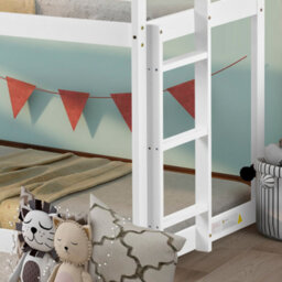 3Ft Treehouse Bunk Bed 90X190Cm, Single Bed,cabin Bed Frame, Mid-Sleeper With Treehouse Canopy & Ladder (White) - thumbnail 5
