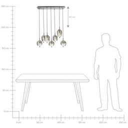 Wyld And Coco Novalux 7-Light Pendant Lamp - Modern Smoked Glass And Brushed Iron Centrepiece - thumbnail 8