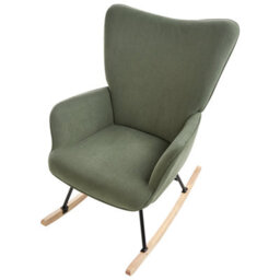 Wyld And Coco Green Corduroy Rocking Armchair - Black Metal Legs, Modern Nursery Chair - thumbnail 5