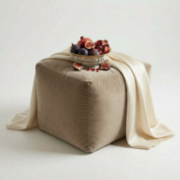 Kosi Atelier Kosiatelier Bean Bag Velvet Footstool Ottomona Cube Pouf Chair Pouffe, Polystyrene Beads Filled - Oyster, 30Cm X 30Cm X 30Cm - thumbnail 8