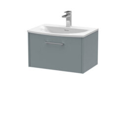 Hudson Reed Juno Wall Hung Single Soft Close Drawer Vanity Unit With Curved Basin In Coastal Grey Finish, 610mm - thumbnail 4