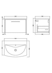 Hudson Reed Juno Wall Hung Single Soft Close Drawer Vanity Unit With Curved Basin In Coastal Grey Finish, 610mm - thumbnail 7