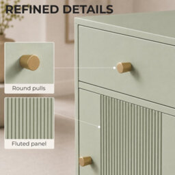 Homcom Modern End Table Set Of 2 With Drawer And Cabinet, Light Green - thumbnail 7