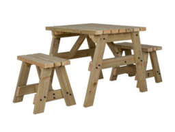 Arbor Garden Solutions Victoria Space Saving Picnic Table Benches Set (3Ft, Natural Finish)