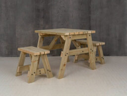 Arbor Garden Solutions Victoria Space Saving Picnic Table Benches Set (3Ft, Natural Finish) - thumbnail 4
