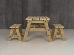 Arbor Garden Solutions Victoria Space Saving Picnic Table Benches Set (3Ft, Natural Finish) - thumbnail 2
